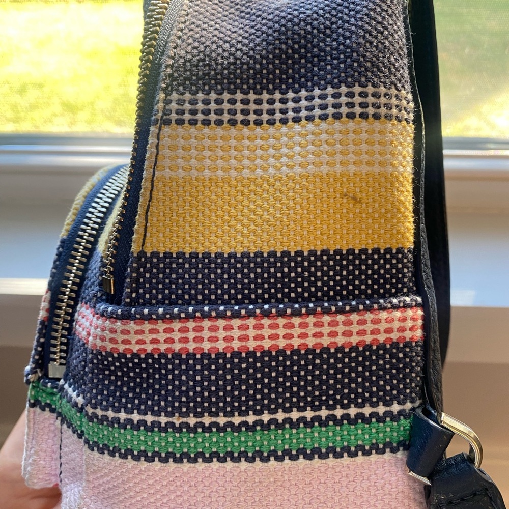 Kate spade multi colored mini backpack. Good condition with minor wear and tear.